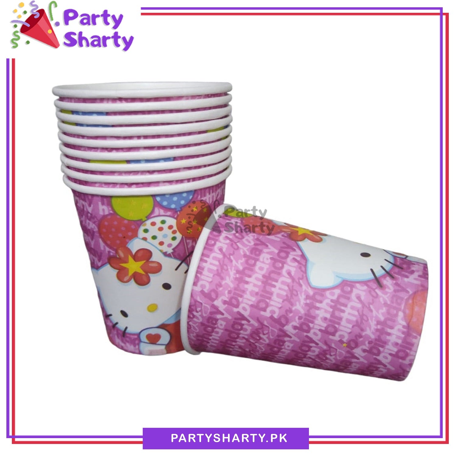 D-2 Hello Kitty Theme Birthday Party Paper Cups / Glass For Themed Based Party Supplies and Decorations