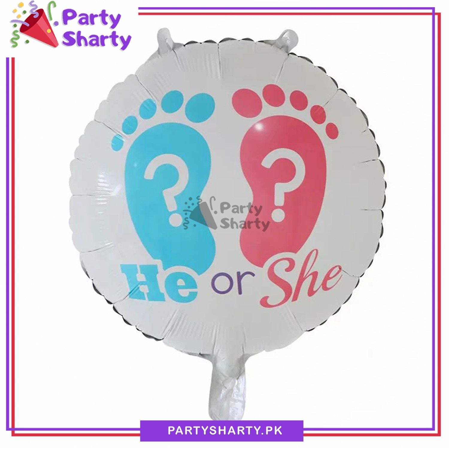 He or She Round Foil Balloon For Gender Reveal and Baby Shower Event and Decoration