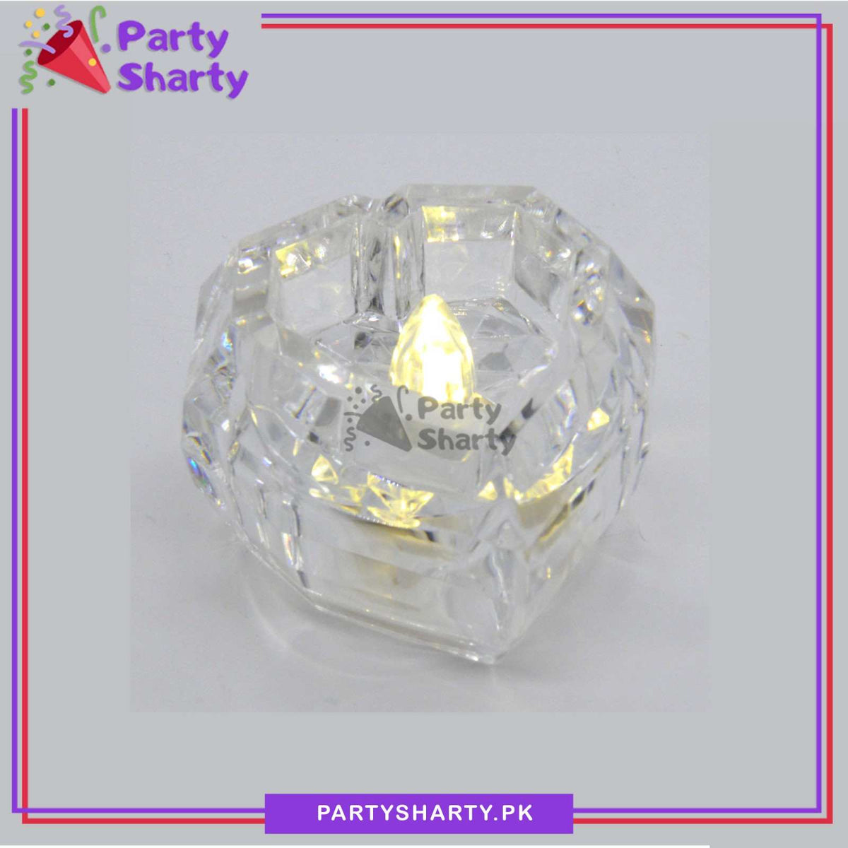 Crystal Hexagonal Heart-shaped LED Candles Flameless Battery Operated For Decoration & Celebration