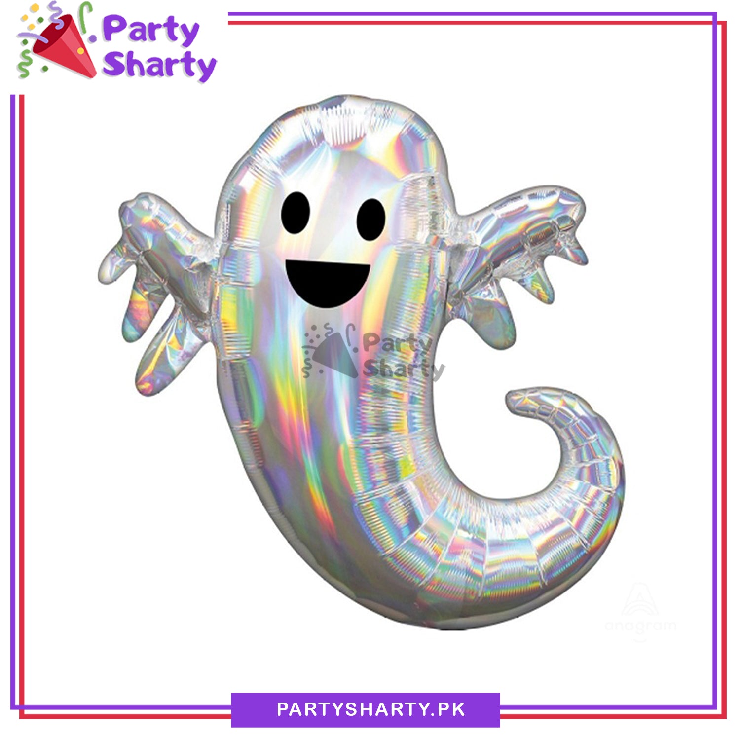 Holographic Spooky Ghost 34" Foil Party Balloon For Halloween Party Decoration and Celebration