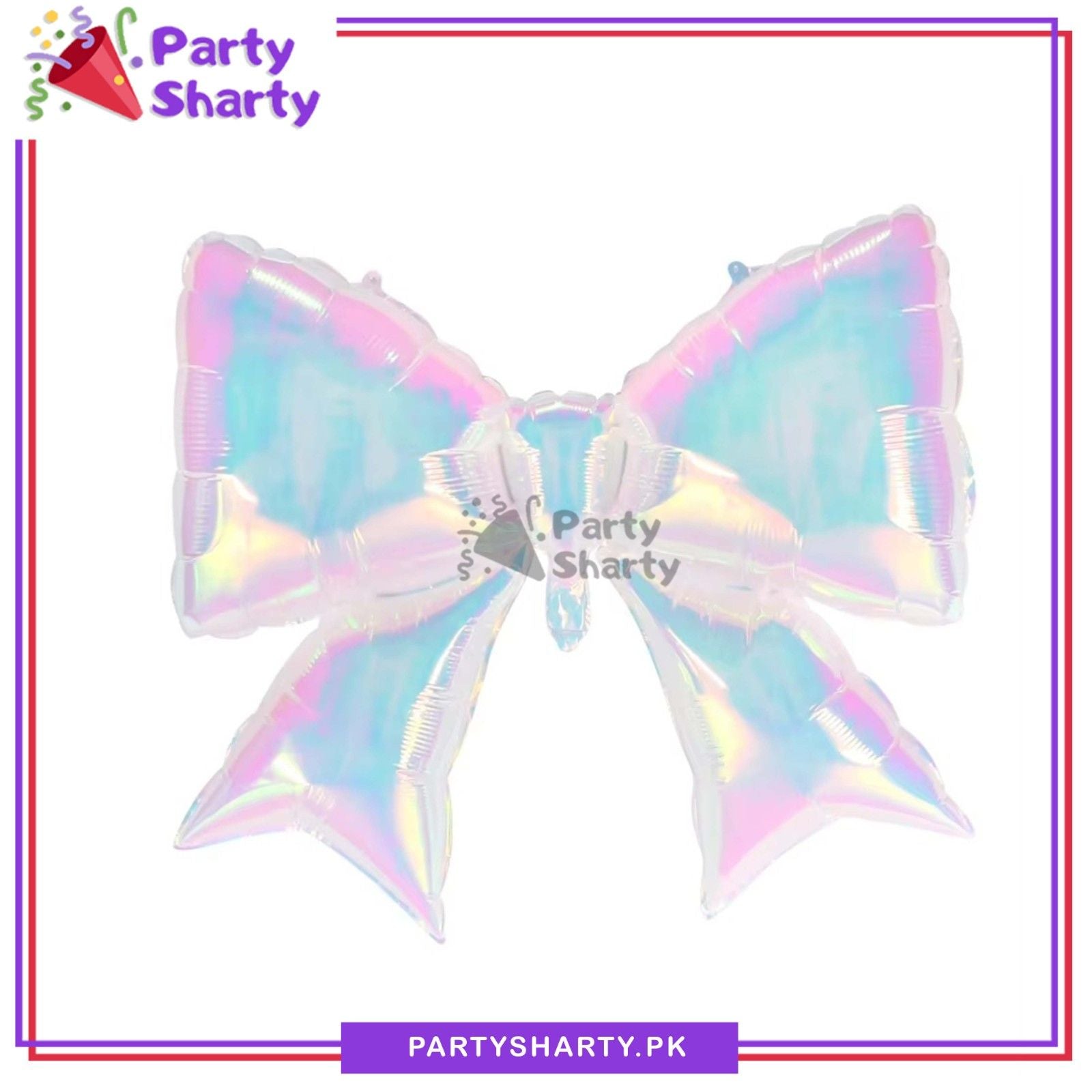 Holographic Transparent Bow Shaped Foil Balloon For Birthday Party Decoration