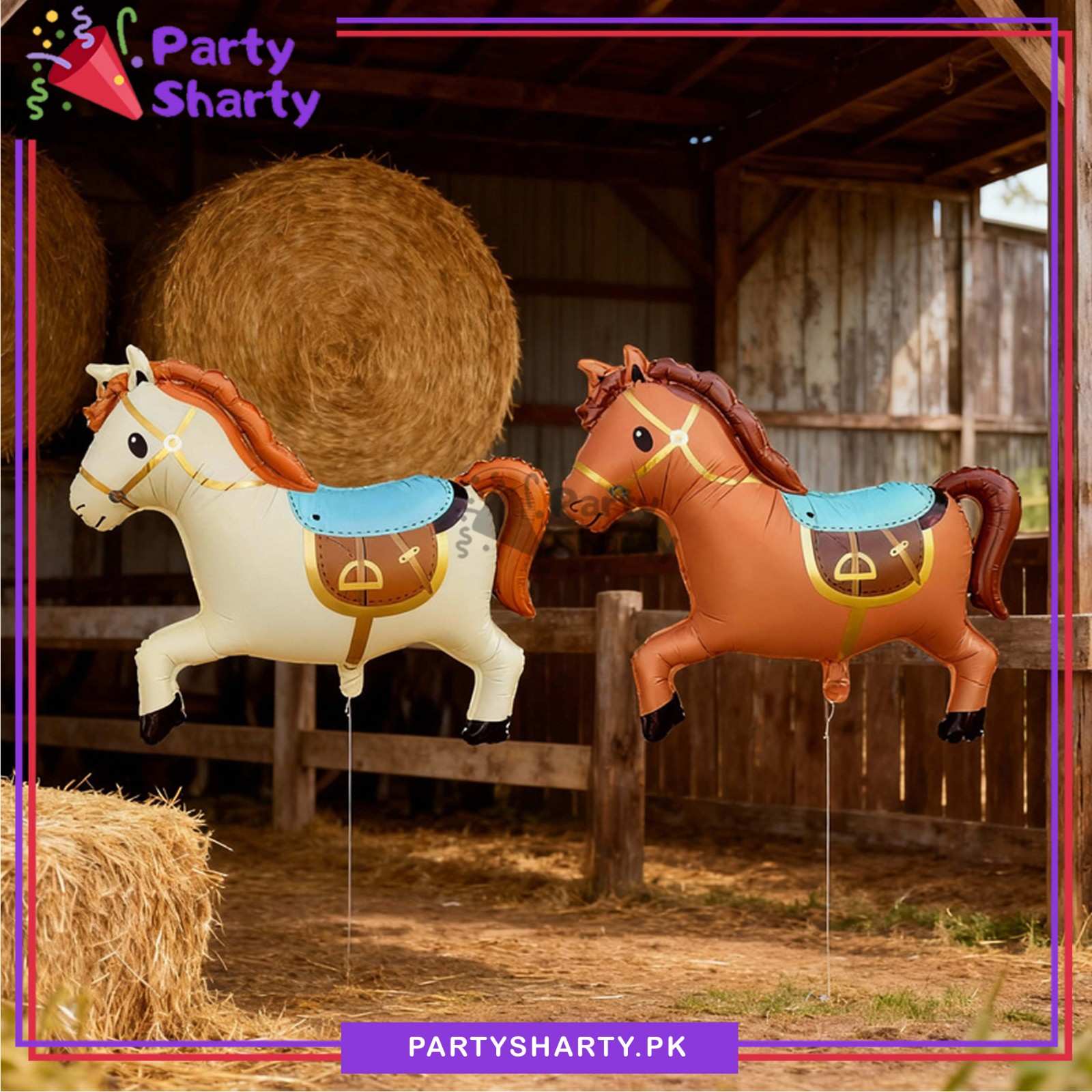 Horse Foil Balloon For Farm Animal Theme Birthday Party Decoration & Celebration