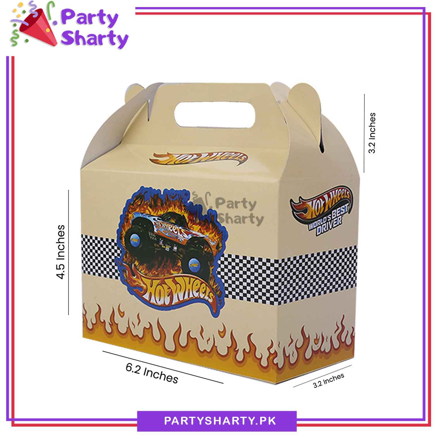 Hot Wheels Theme Goody Boxes Pack of 10 For Theme Birthday Decoration and Celebration