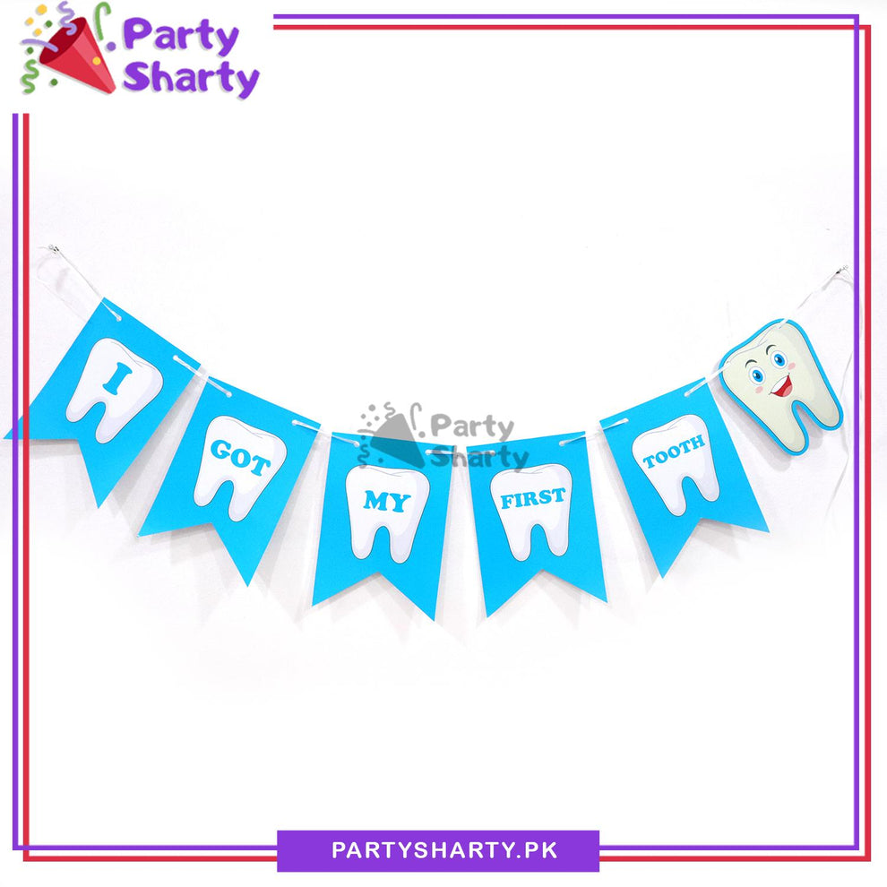 (D-1) I Got My First Tooth Card Banner For 1st Tooth Theme Decoration ...