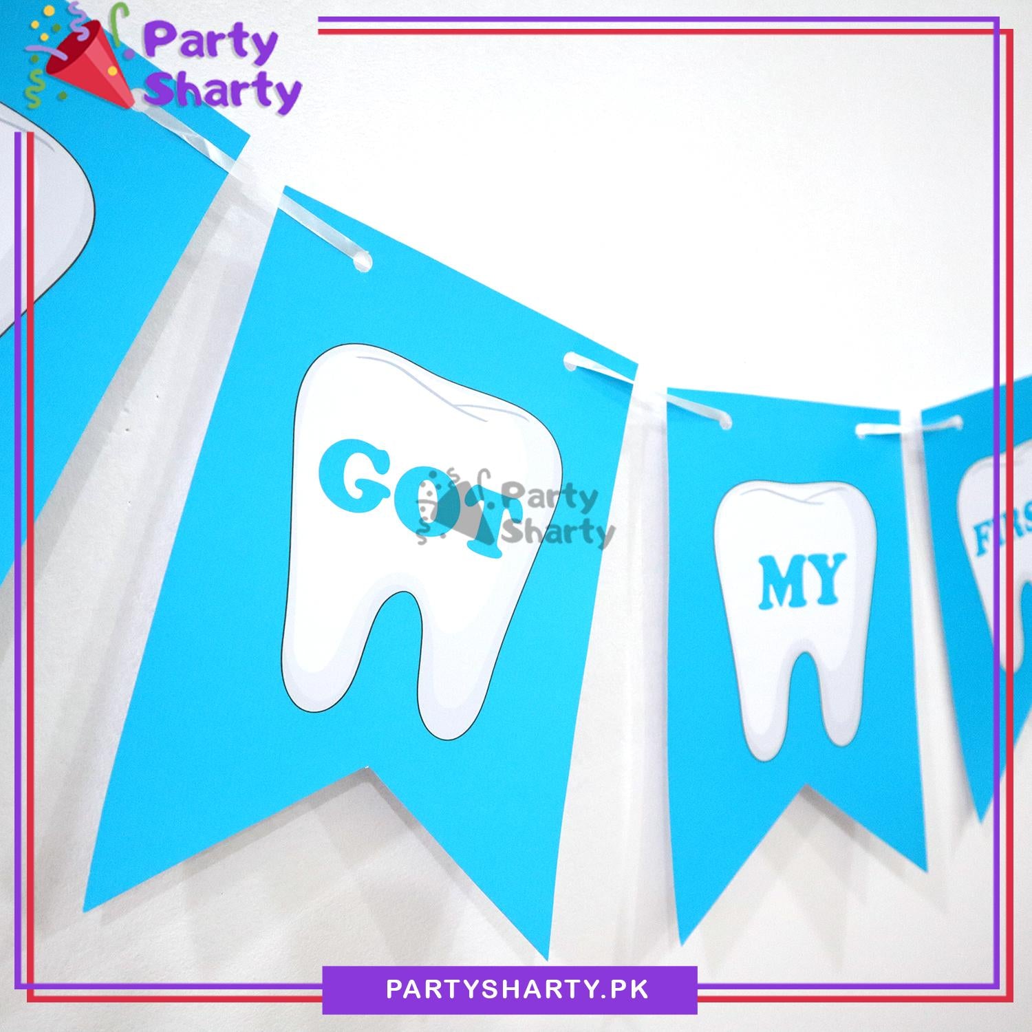 (D-1) I Got My First Tooth Card Banner For 1st Tooth Theme Decoration ...