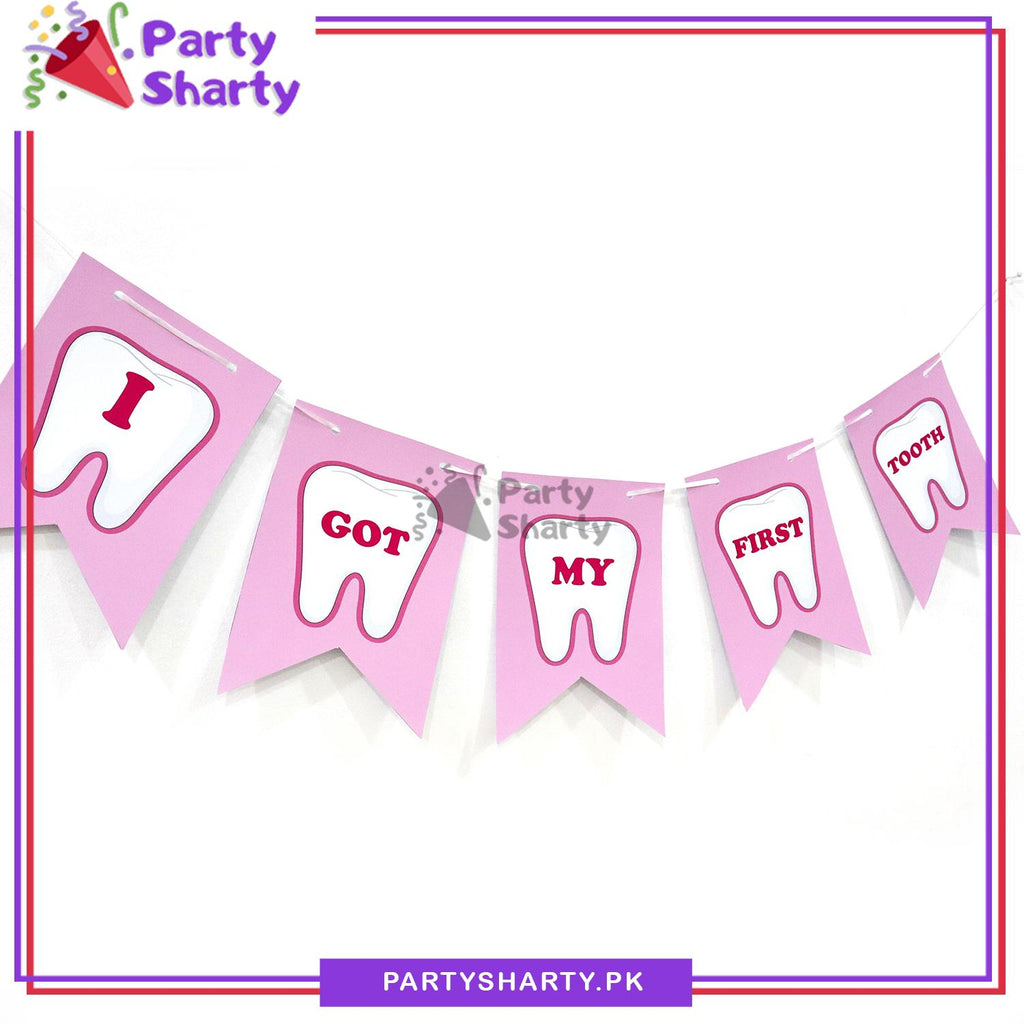 (D-1) I Got My First Tooth Card Banner For 1st Tooth Theme Decoration ...