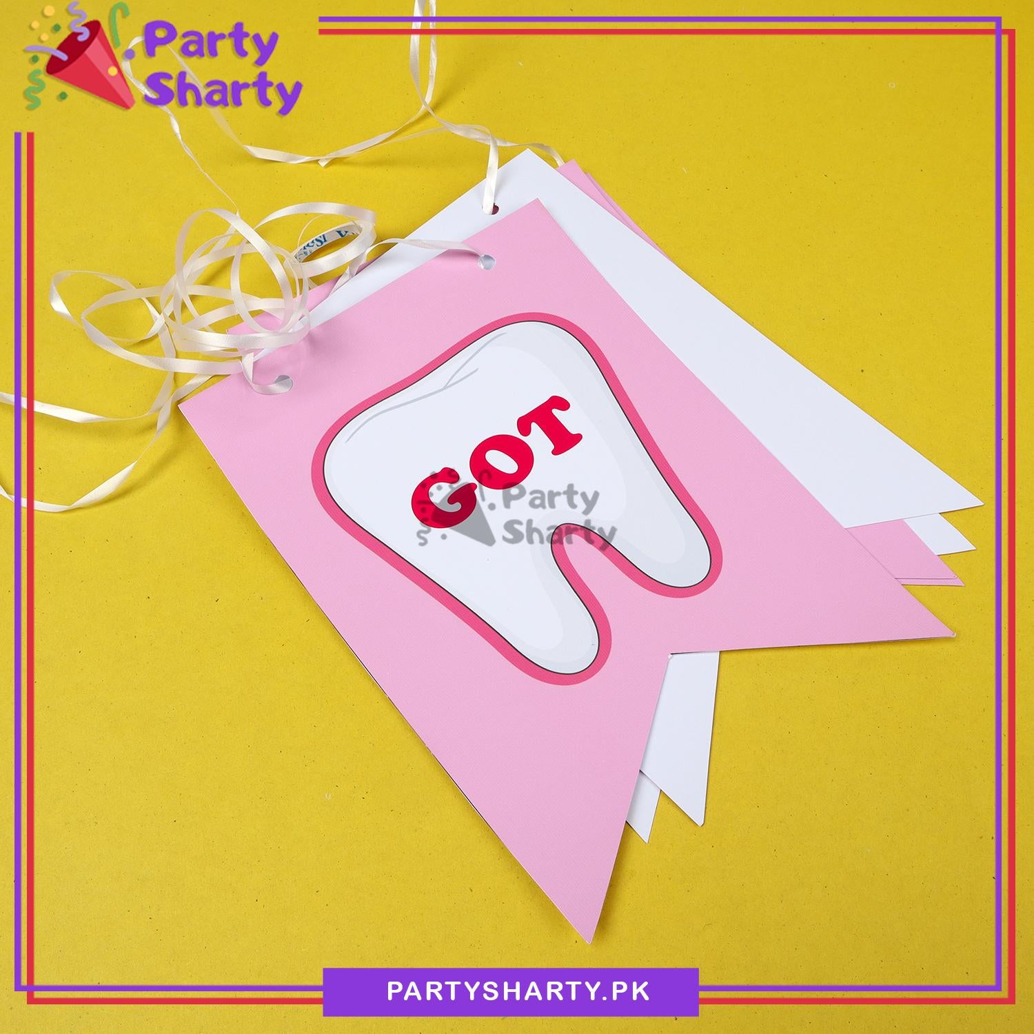 (D-1) I Got My First Tooth Card Banner For 1st Tooth Theme Decoration ...