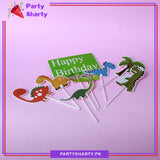 8pcs/Set Little Dinosaur Theme Happy Birthday Cake Topper for Theme Party Decoration