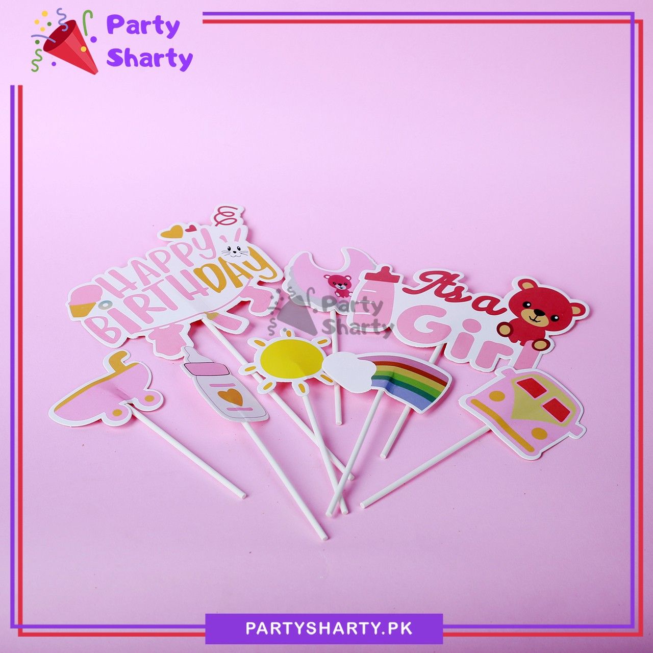 8pcs/Set It's a Girl Theme Cake Topper For Welcome Baby or Baby Shower Party Celebration and Decoration