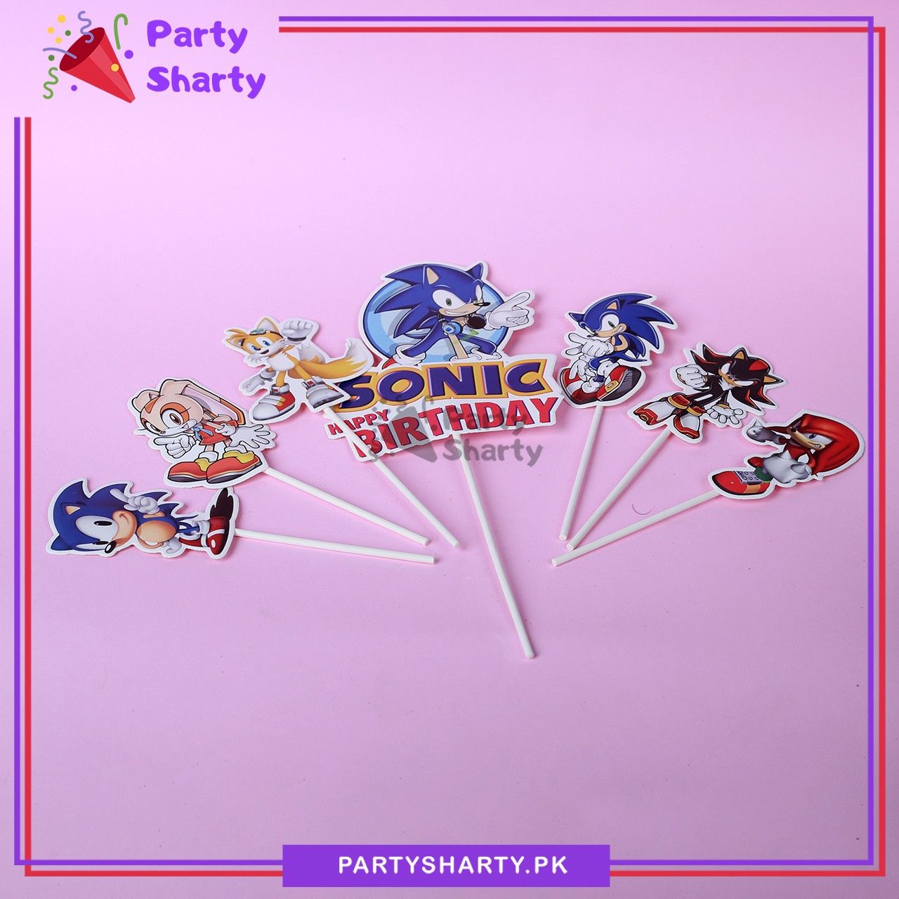 7pcs/Set Sonic Theme Cake Topper For Sonic Birthday Theme Party Decoration & Celebration