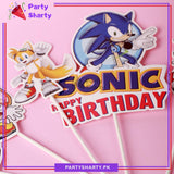 7pcs/Set Sonic Theme Cake Topper For Sonic Birthday Theme Party Decoration & Celebration