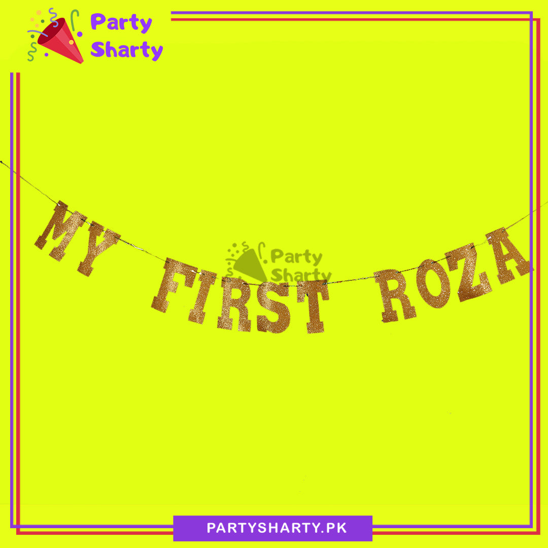 Golden Color My First Roza Letter Glitter Foamic Banner For Roza Khushai Party Decoration
