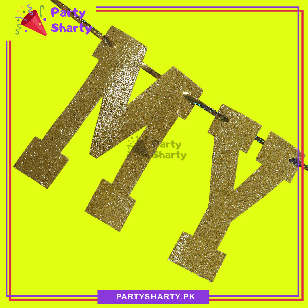 Dull Gold Color My First Roza Letter Glitter Foamic Banner For Roza Khushai Decoration