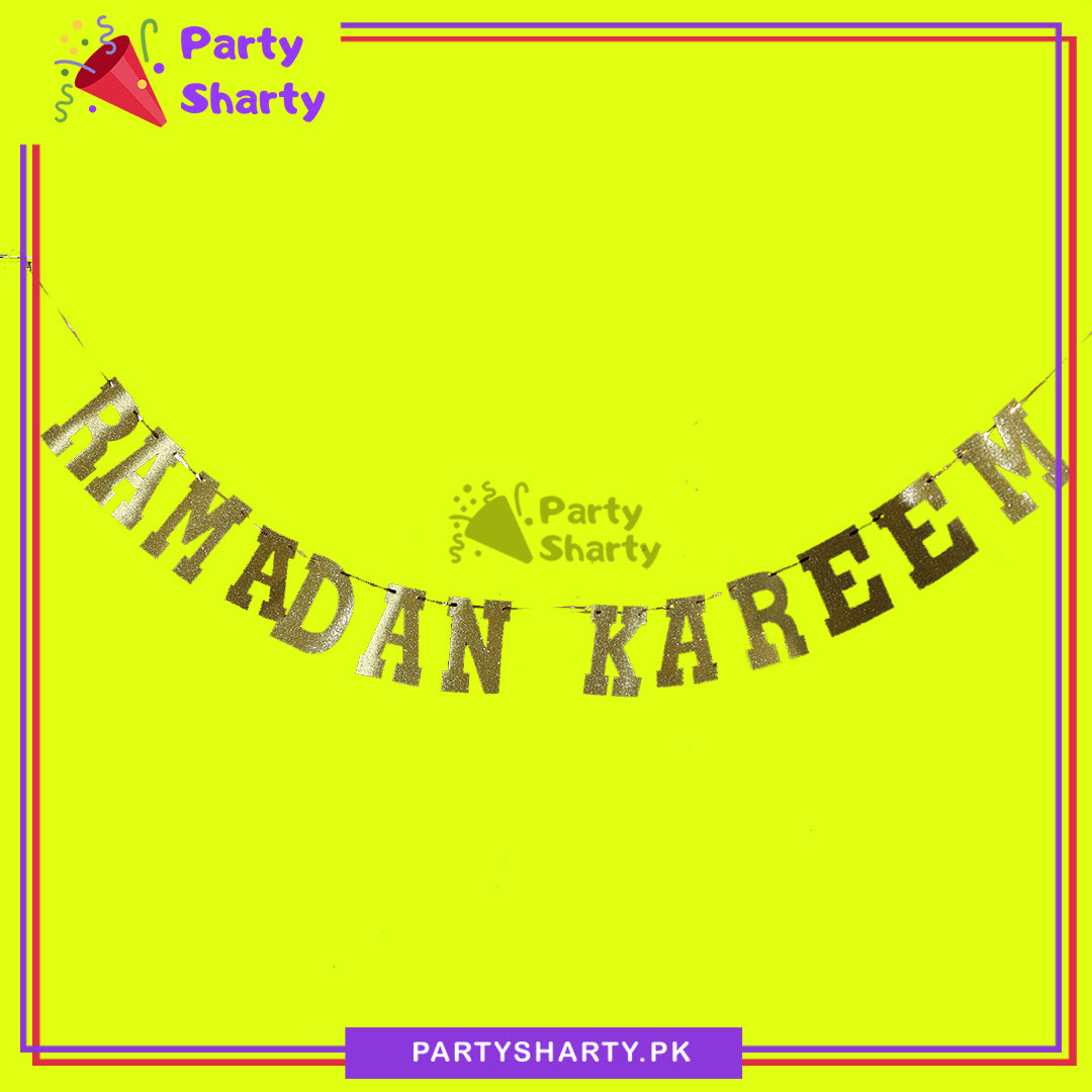 Dull Gold Color Ramadan Kareem Letter Glitter Foamic Banner For Ramadan Decoration