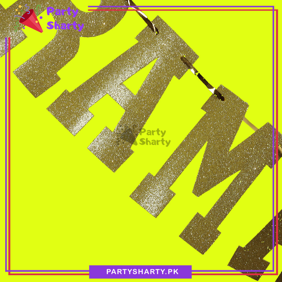 Dull Gold Color Ramadan Kareem Letter Glitter Foamic Banner For Ramadan Decoration