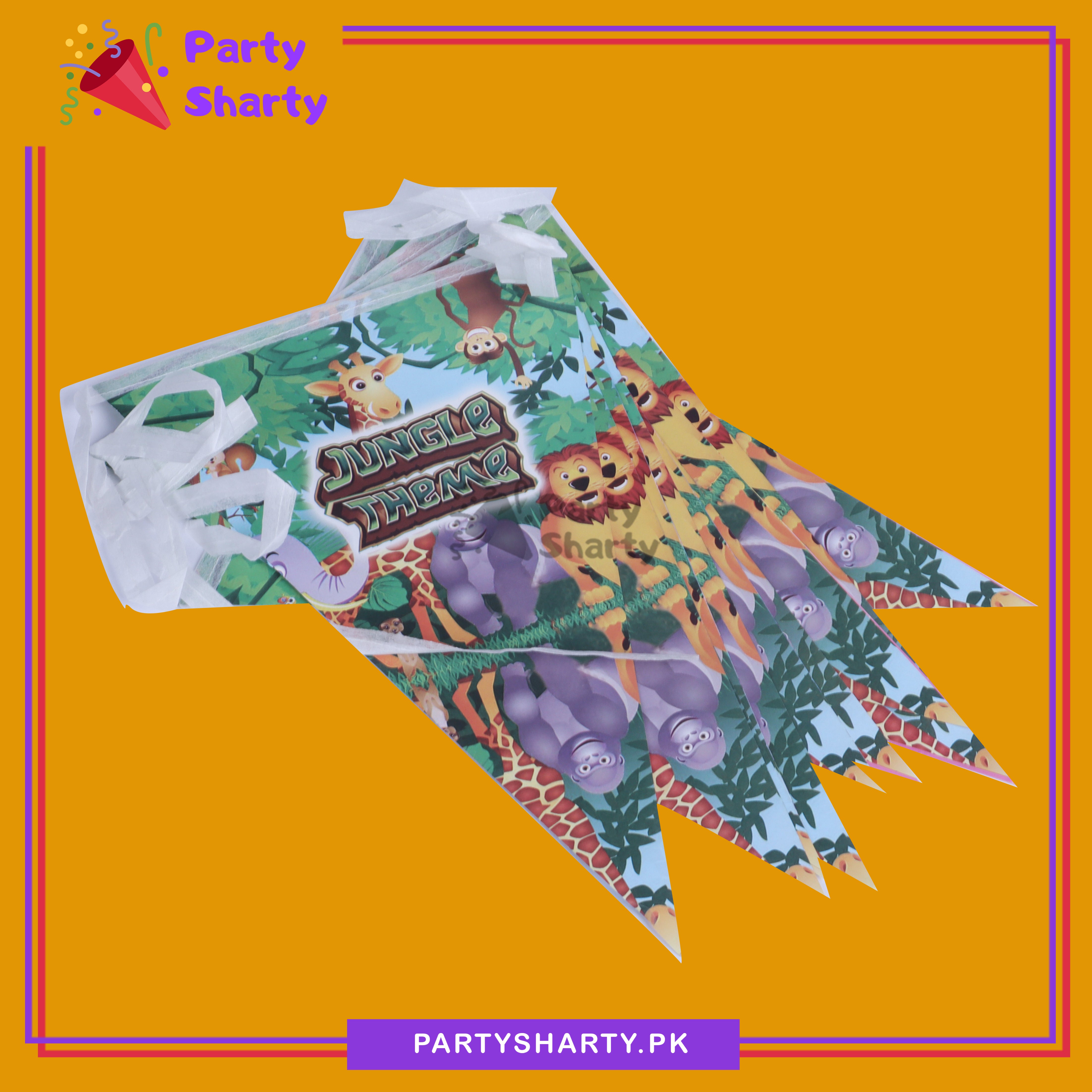 Jungle theme Party Flags Pack of 10 For Jungle Theme Birthday Theme Decoration