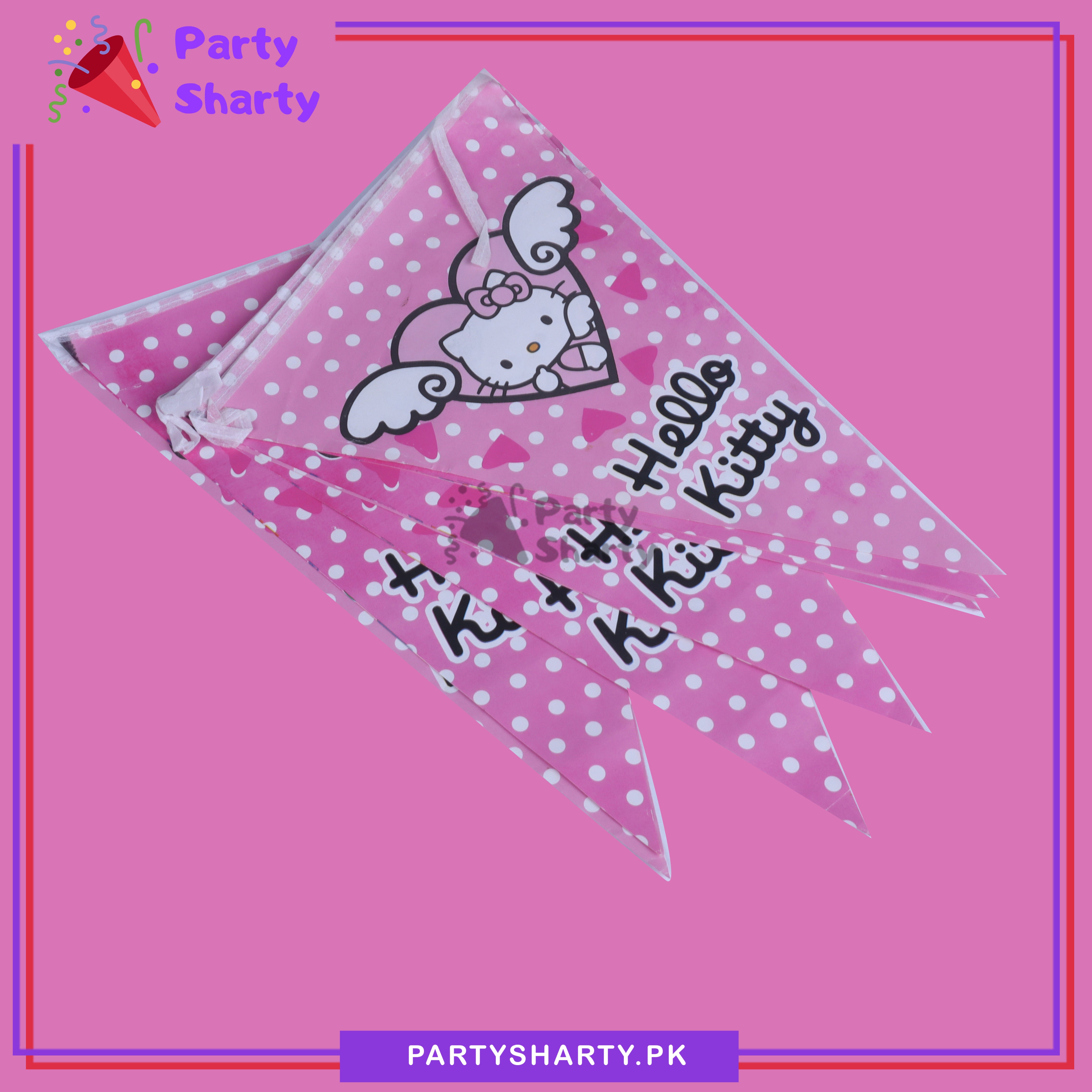 Hello kitty Party Flags Pack of 10 For Hello kitty Birthday Theme Decoration