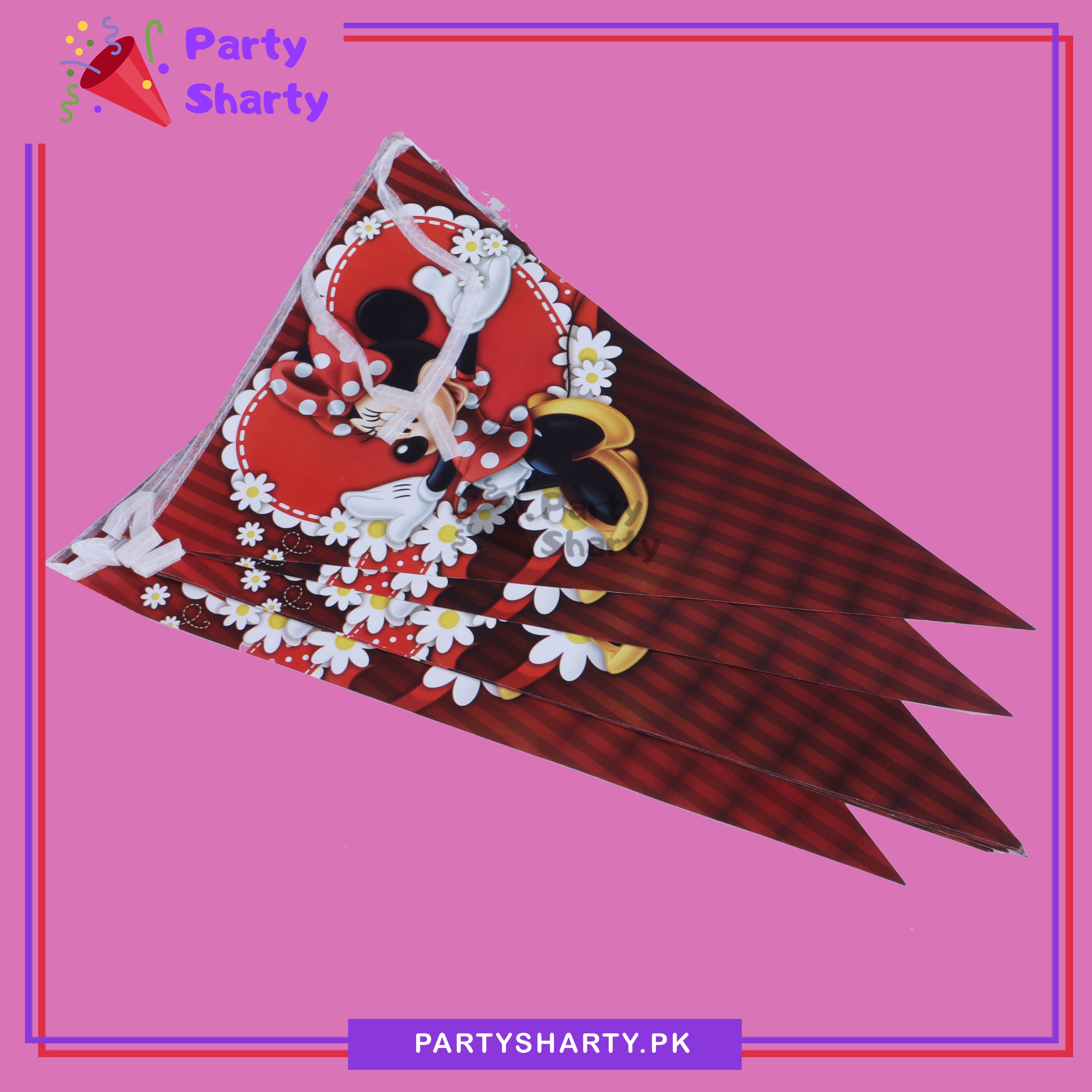 Minnie mouse Party Flags Pack of 10 For Minnie mouse Birthday Theme Decoration