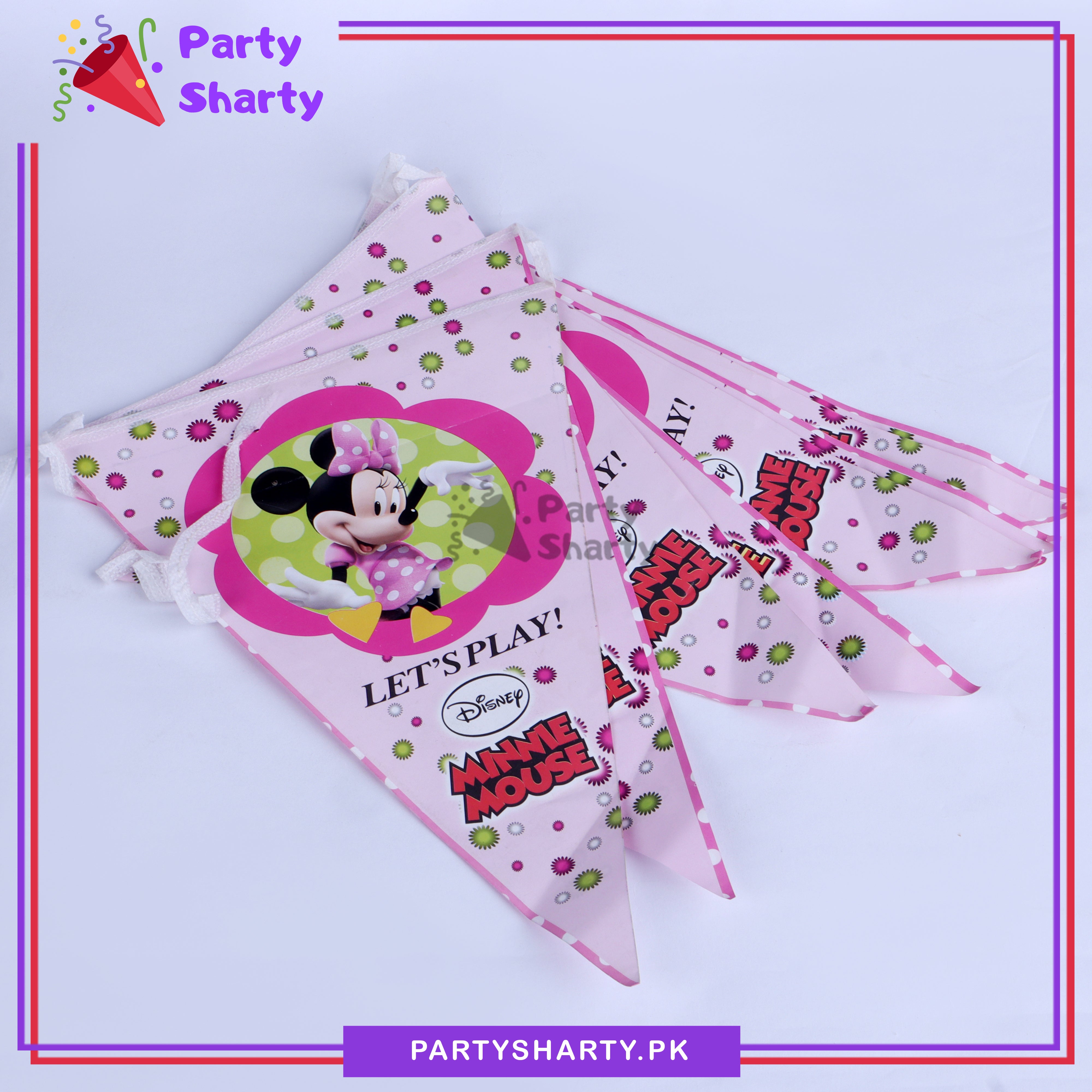 Minnie mouse Party Flags Pack of 10 For Minnie mouse Birthday Theme Decoration