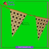 Golden Star Foil Printed Golden Party Flag Bunting  Pack of 10 For Golden Theme Decoration