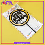 Golden & Black Happy Birthday Double Layer Round Acrylic Cake Topper for Birthday Celebration