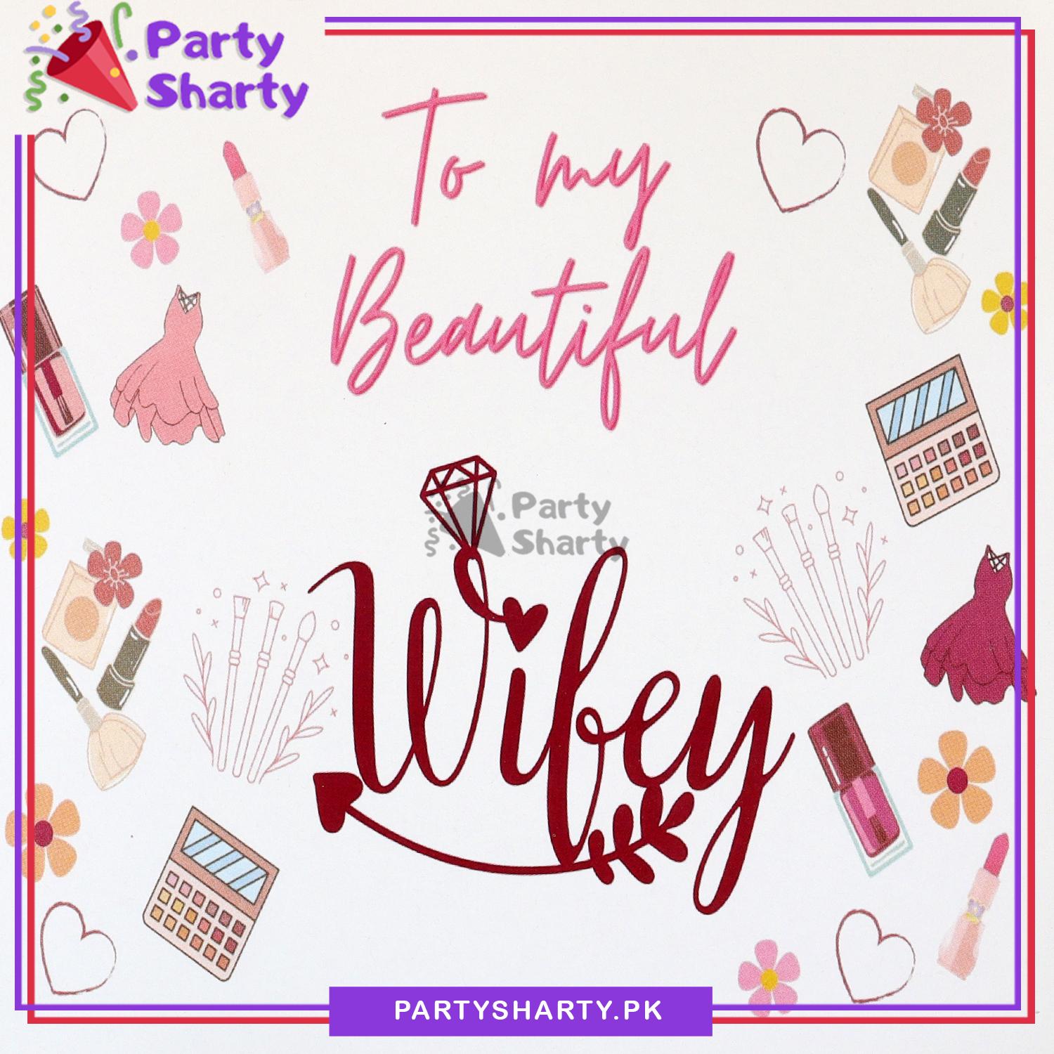 To my Beautiful Wife Heart Design Greeting Card For Wife Birthday Celebration