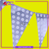 Polka Dot Gray Printed Party Flag Buntig Pack of 10 For Gray Theme Decoration