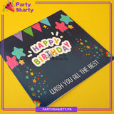 Happy Birthday Colorful Flag, Star & Dots Design Greeting Card