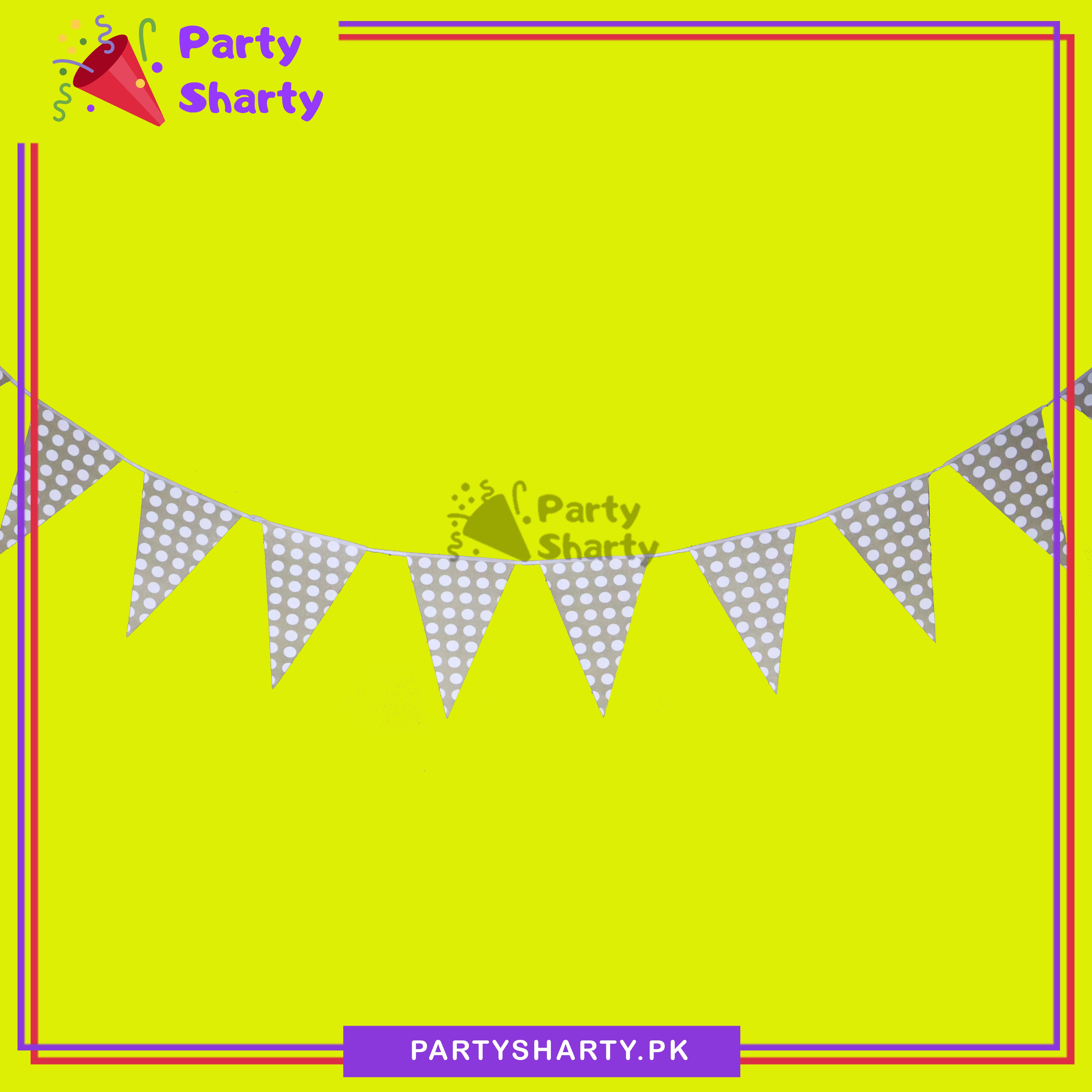 Brown Polka Dot Printed Party Flag Bunting Pack of 10 For Brown Theme Decoration