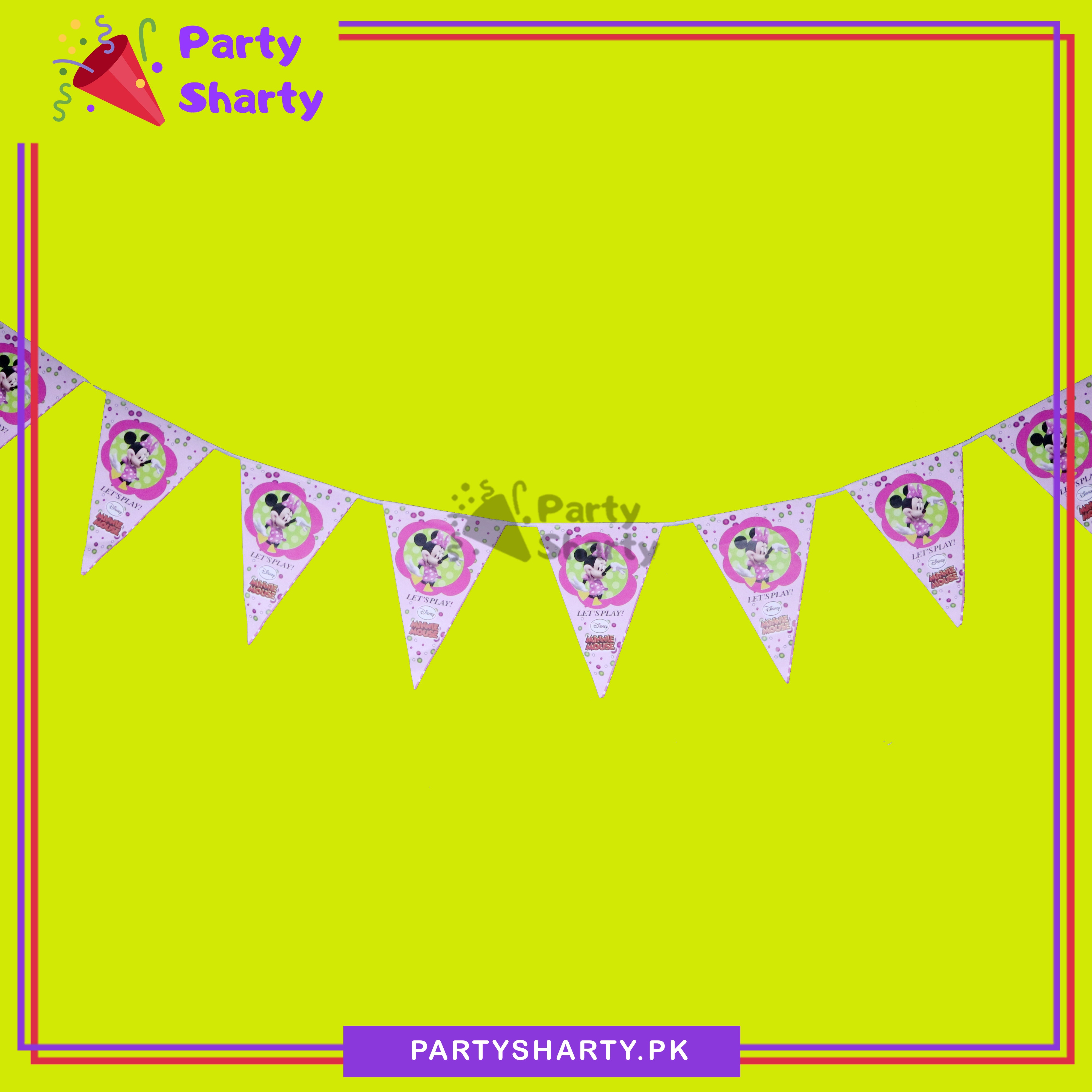 Minnie mouse Party Flags Pack of 10 For Minnie mouse Birthday Theme Decoration