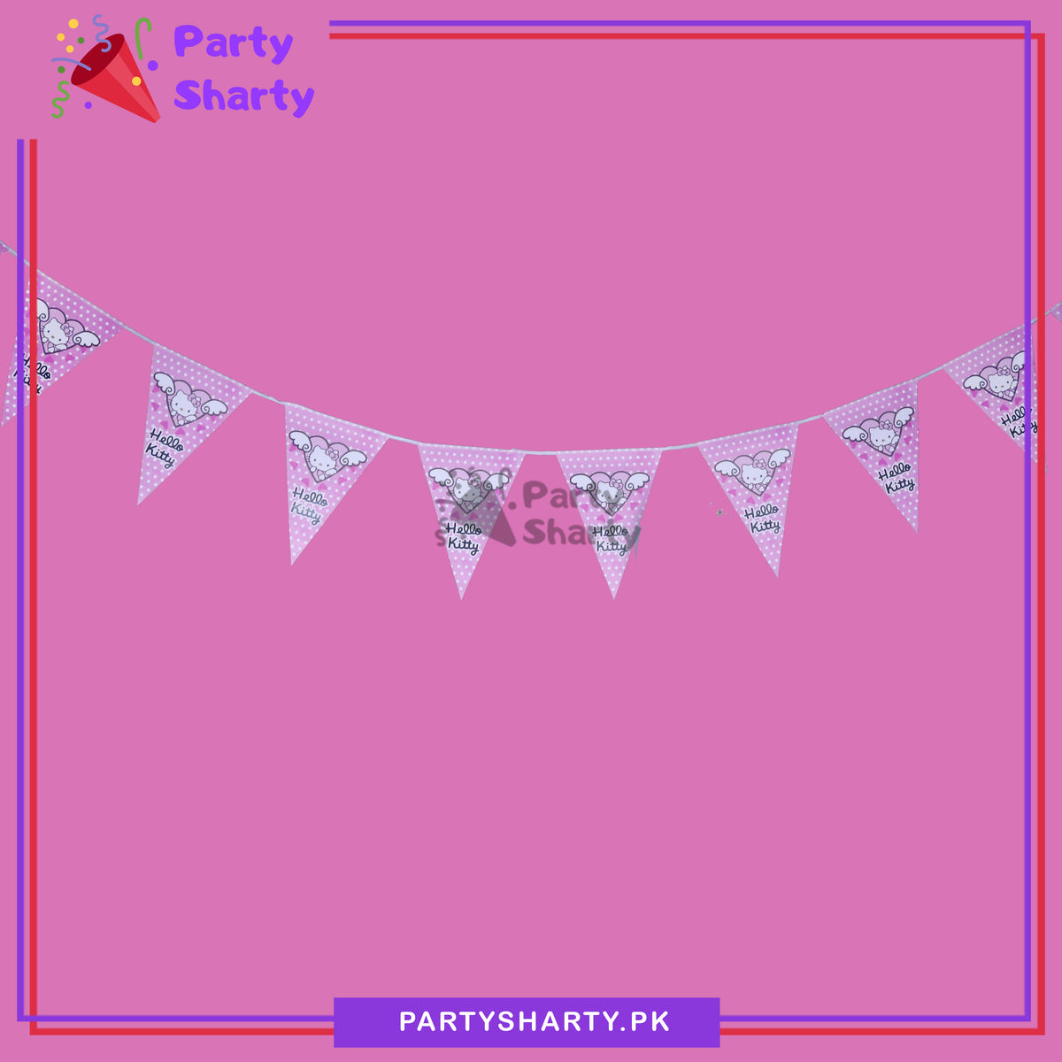 Hello Kitty Poly Flags Hello kitty Party Flags Pack of 10 For Hello kitty Birthday Theme Deco ...
