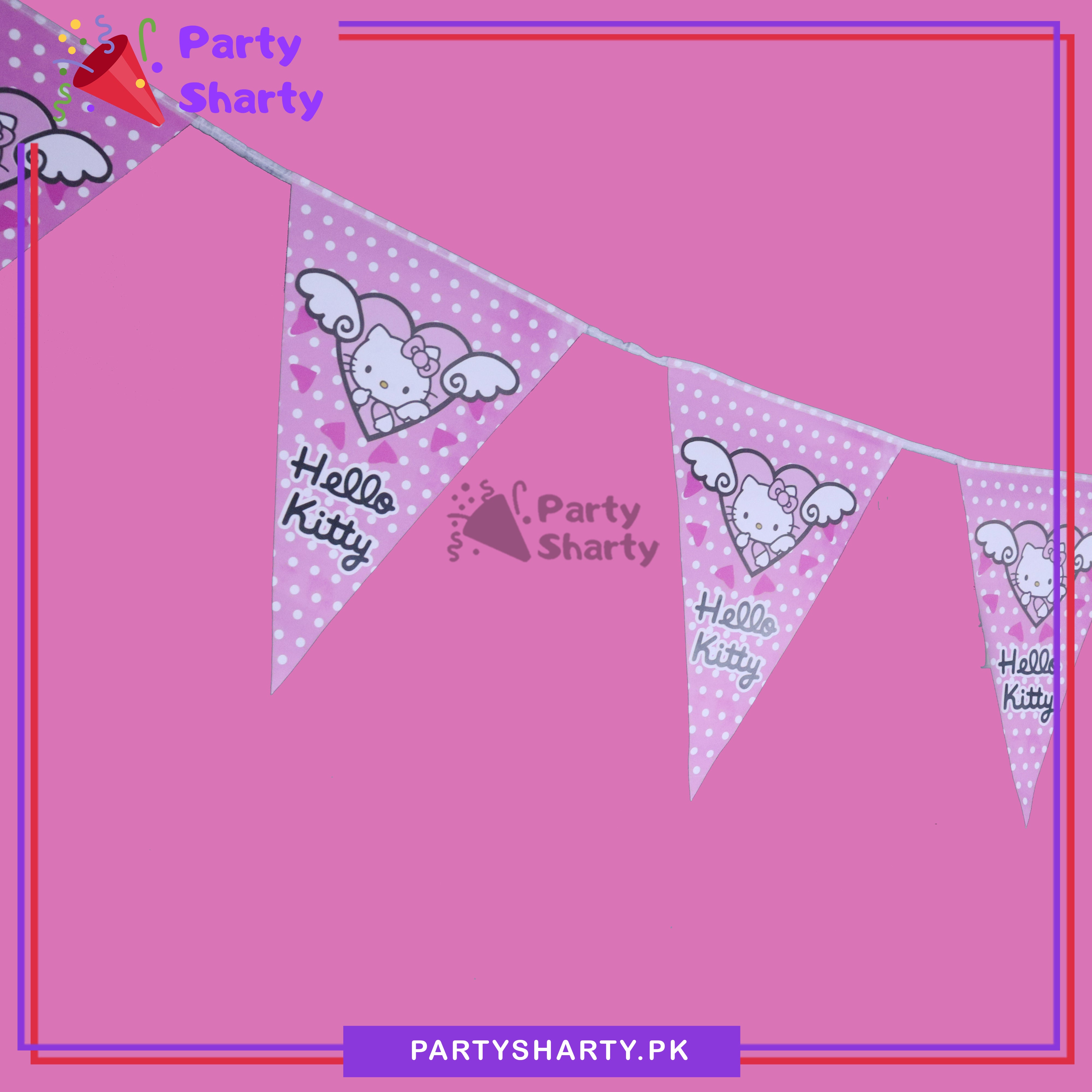 Hello kitty Party Flags Pack of 10 For Hello kitty Birthday Theme Decoration