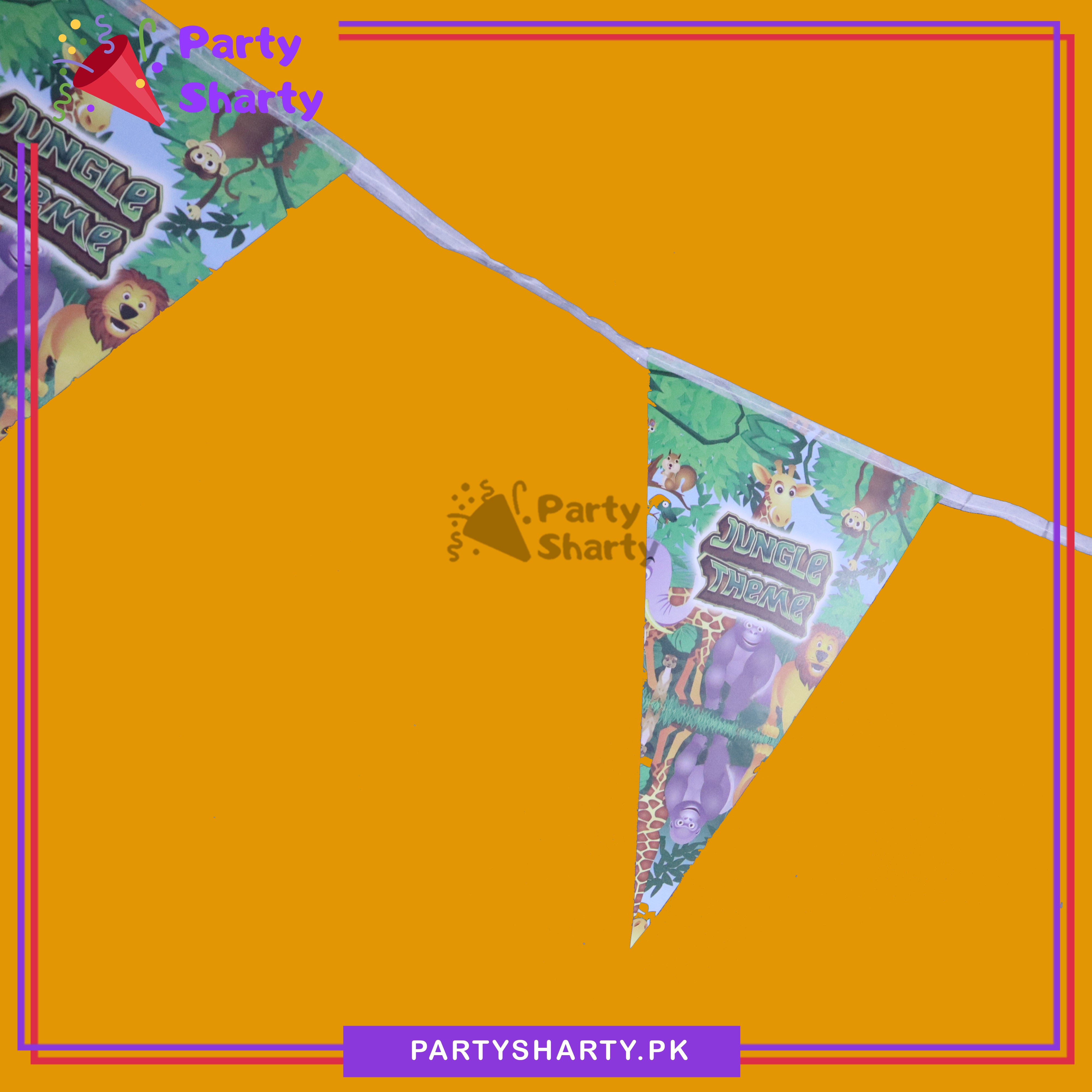 Jungle theme Party Flags Pack of 10 For Jungle Theme Birthday Theme Decoration