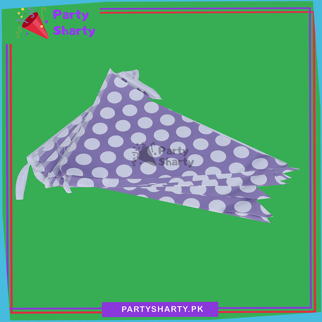 Polka Dot Lilac Printed Party Flag Buntig Pack of 10 For Lilac Theme Decoration