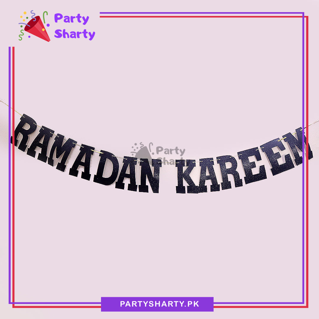 Black Color Ramadan Kareem Letter Glitter Foamic Banner For Ramadan Decoration