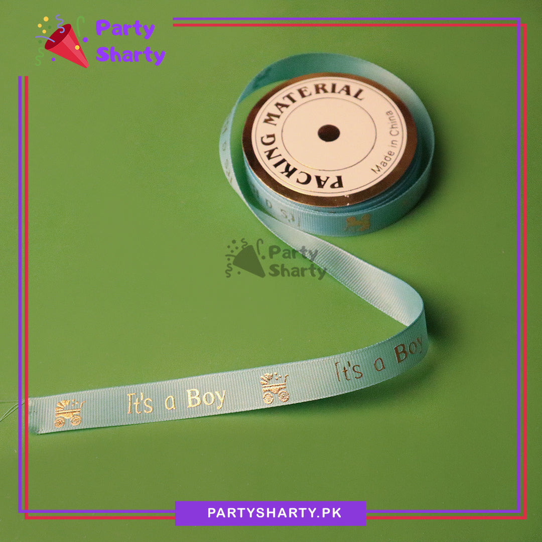 Imported It's a Boy Printed Gold Foil Ribbons For Welcome Baby, Baby Shower & Gender Reveal Gifts wrapping