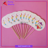 D2 Eid Mubarak Colorful Cup Cake topper for Eid Decoration and Celebration