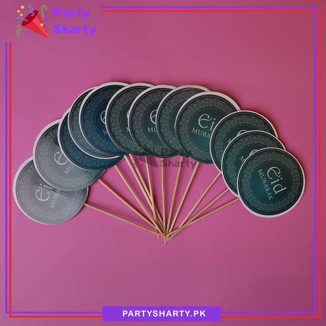 D3 Green Eid Mubarak Cup Cake topper for Eid Decoration and Celebration