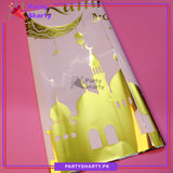 Metallic Color Ramadan Kareem Printed Plastic Table Cover (137 x 183 cm) For Ramadan & Iftar Party Decoration and Celebration