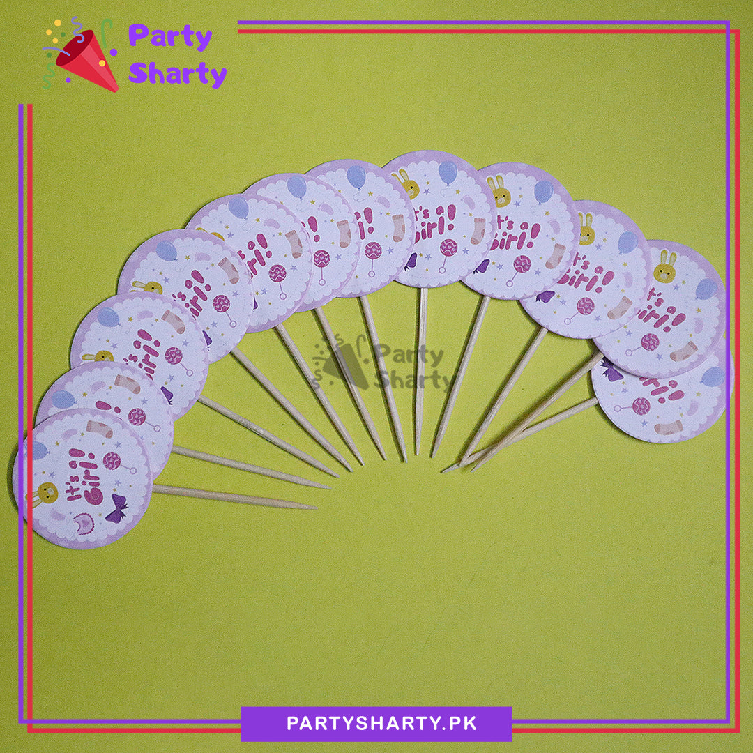 Small Size It's a Girl Cup Cake / Mithai Toppers For Welcome Baby / Gender Reveal / Baby Shower Theme Decoration and Celebration