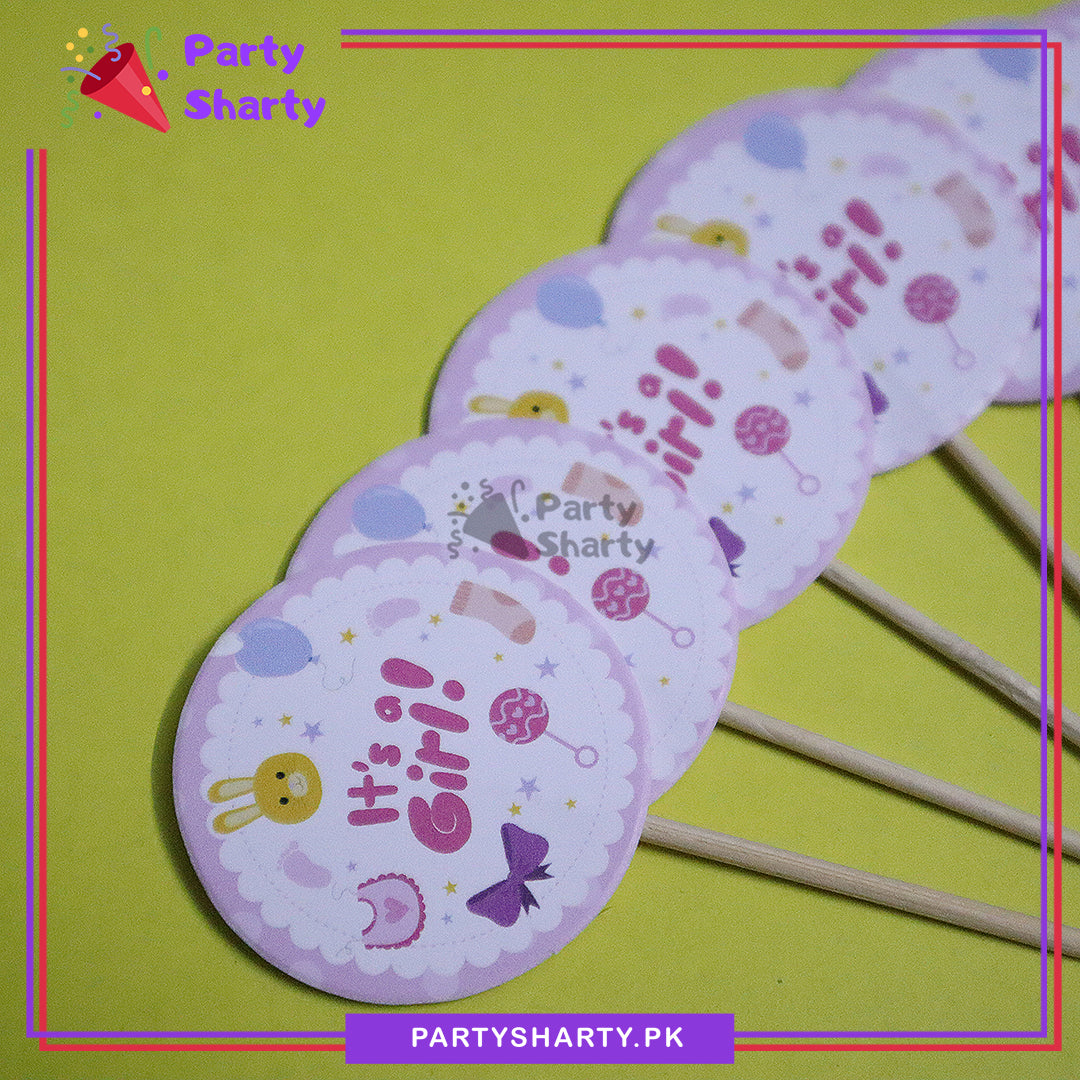 Small Size It's a Girl Cup Cake / Mithai Toppers For Welcome Baby / Gender Reveal / Baby Shower Theme Decoration and Celebration