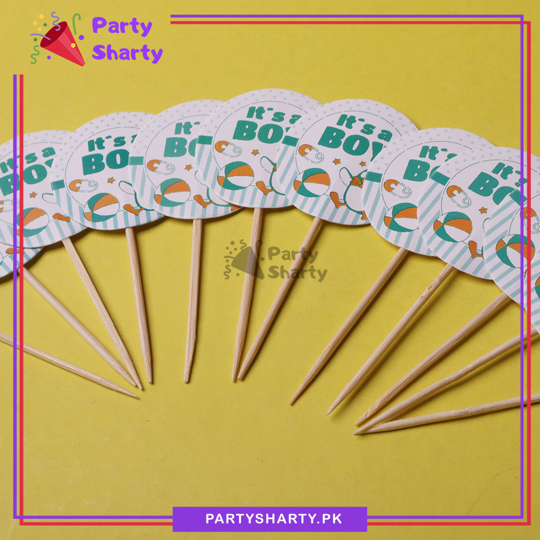 Small Its a Boy Theme Cup Cake Topper for Welcome Baby, Gender Reveal Theme Party and Decoration