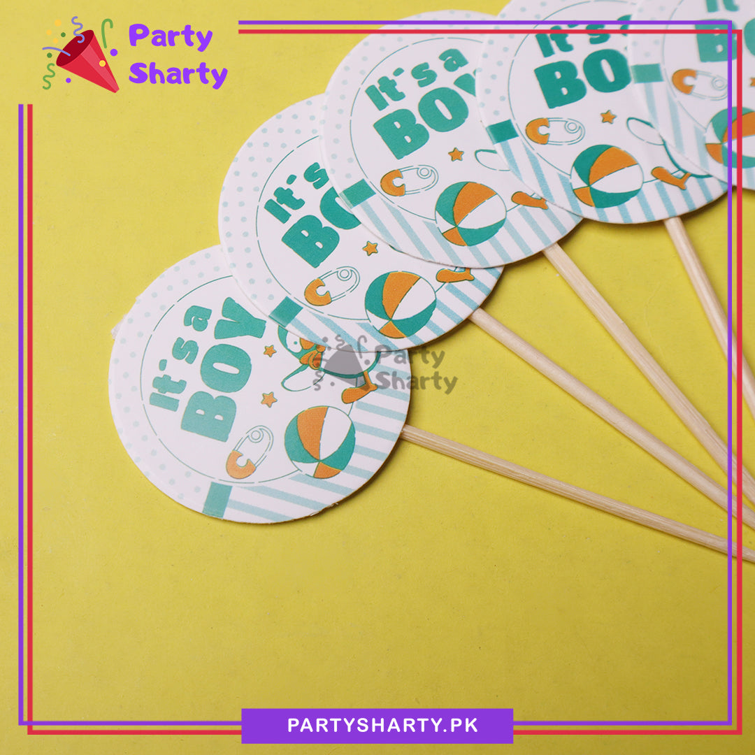 Small Its a Boy Theme Cup Cake Topper for Welcome Baby, Gender Reveal Theme Party and Decoration