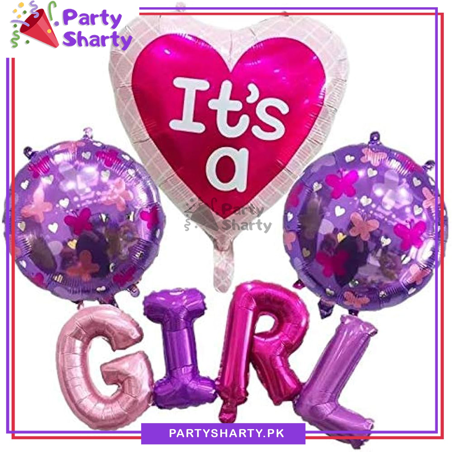ITS A GIRL Foil Balloons Set for Baby Shower Decoration (4 pcs / set)