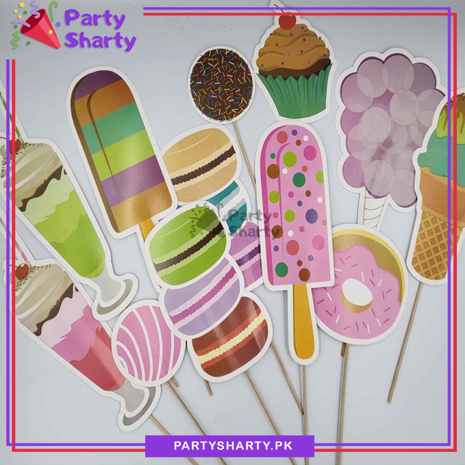 Ice cream Candy Theme Photo Booth Props For Candy Theme Birthday Party Celebration and Decoration