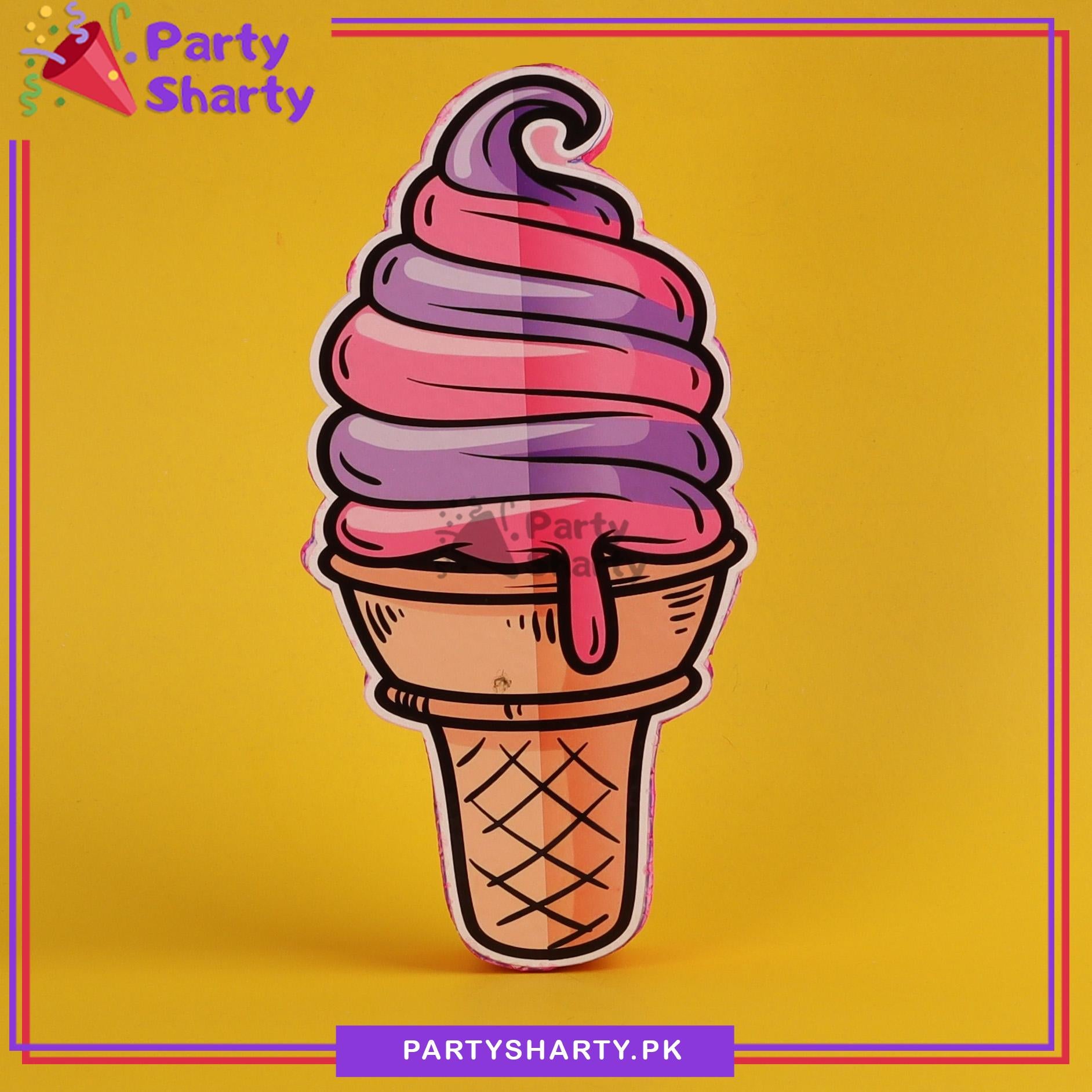 Ice-cream Cone Thermocol Standee For Candyland Theme Based Birthday Celebration and Party Decoration