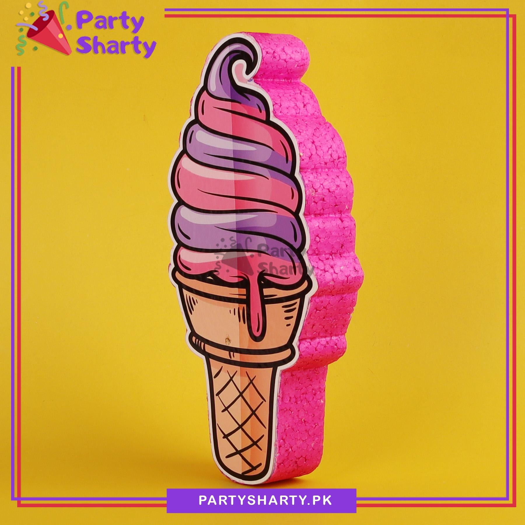 Ice-cream Cone Thermocol Standee For Candyland Theme Based Birthday Celebration and Party Decoration