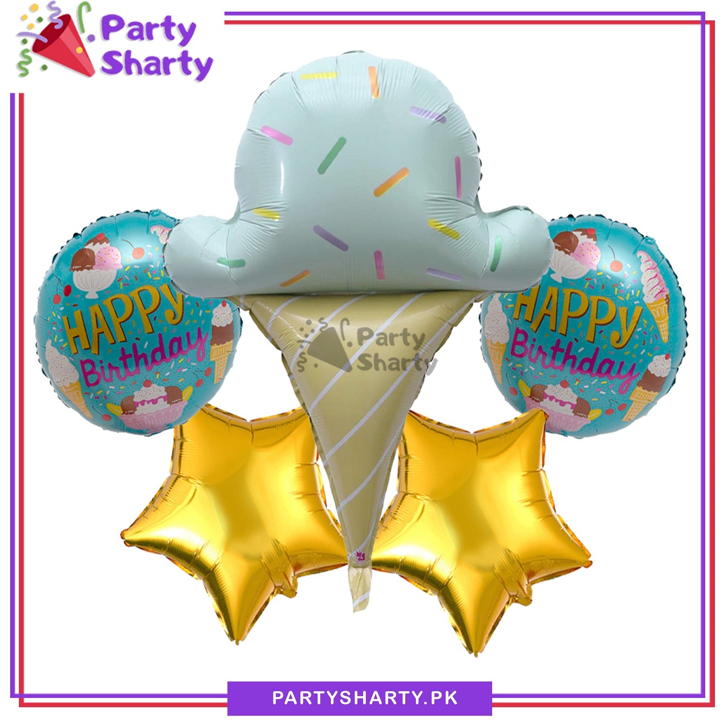 5pcs/set Ice-Cream Foil Balloons For Birthday Party Decoration and Celebration