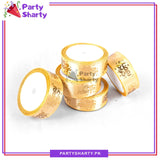 Imported 2.5CM Ramadan Kareem With Small Moon & Stars Golden Foil Printed Ribbon Roll For Ramadan Gift Decoration