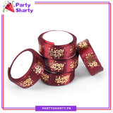 Imported 2.5CM Ramadan Kareem With Small Moon & Stars Golden Foil Printed Ribbon Roll For Ramadan Gift Decoration